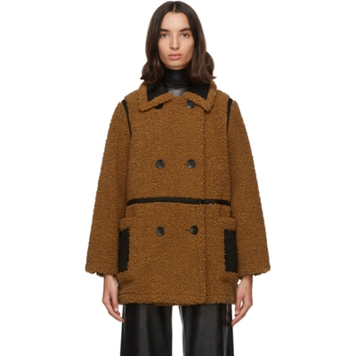Stand Studio Chloe Faux-shearling Jacket In Nougat/black