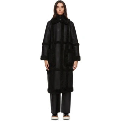 Stand Studio Delia Faux-shearling Oversized Coat In Black