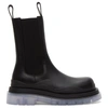 Bottega Veneta Tire Rubber-trimmed Leather Chelsea Boots In Black