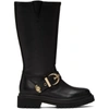 VERSACE JEANS COUTURE BLACK RODEO BUCKLE TALL BOOTS
