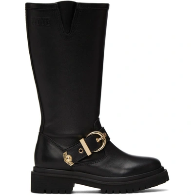 Versace Jeans Couture Boots With Heritage Tank Details In Black