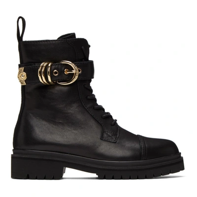 Versace Jeans Couture Buckle-detail 30mm Ankle Boots In Black