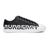 BURBERRY BLACK GABARDINE TWO-TONE LOGO SNEAKERS