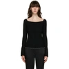 3.1 Phillip Lim Long-sleeve Wool Ribbed Open-neck Sweater In Ba001 Black