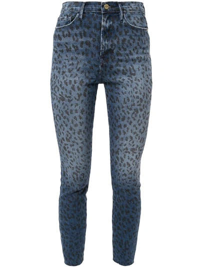 Frame Animal Print Skinny Jeans In Blue