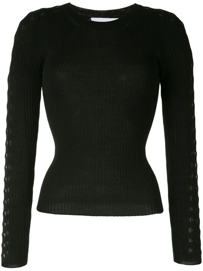 Jonathan Simkhai Perforated Shoulders Jumper In Black