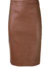 THEORY LEATHER PENCIL SKIRT