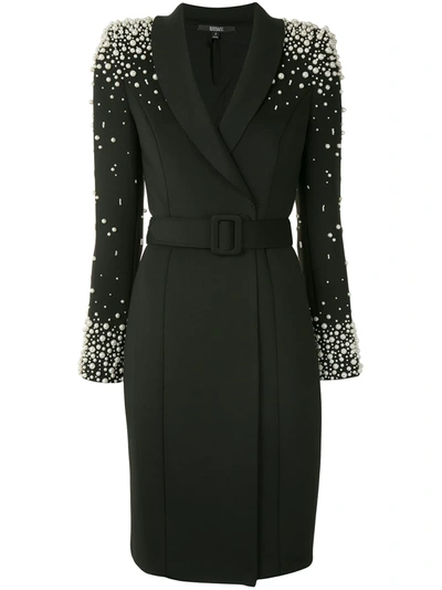 princess polly baby blue dress Badgley Mischka Pearl Embellished Blazer Dress In Black