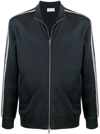 Moncler Cotton Blend Zip-up Track Top In Black