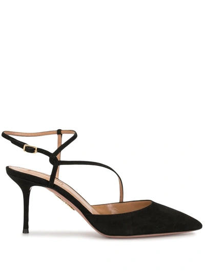 Aquazzura Strappy Pointed-toe Pumps In Black