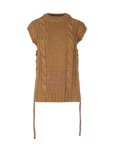 Chloé Lace-up Cable-knit Tank In Metallic