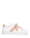 Alexandre Birman Clarita Bow-embellished Suede-trimmed Leather Slip-on Sneakers In White