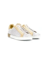 Dolce & Gabbana Metallic Panelled Trainers In White