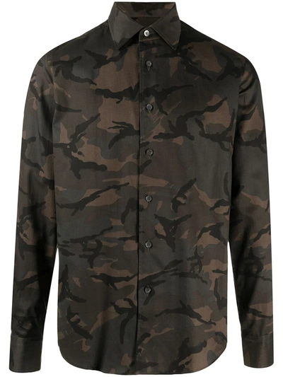 Dell'oglio Camouflage Print Shirt In Green