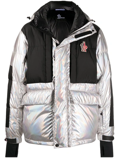 Moncler Breuil Metallic Hooded Down Ski Jacket In Silver ModeSens