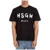 Msgm Cotton T-shirt With Front Printed Logo In Black