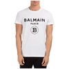 BALMAIN MEN'S SHORT SLEEVE T-SHIRT CREW NECKLINE JUMPER LOGO,UH01601I3940FA L