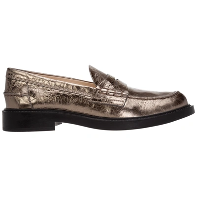 Tod's Women's Leather Loafers Moccasins In Oro