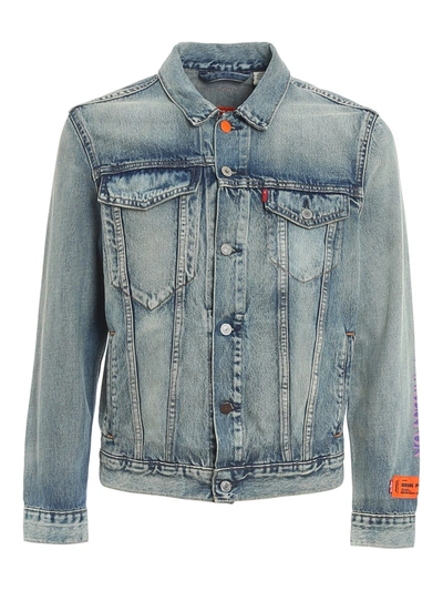 Heron Preston Faded Denim Jacket In Blue