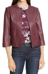 Ted Baker Morisr Crop Leather Jacket In Deep Purple