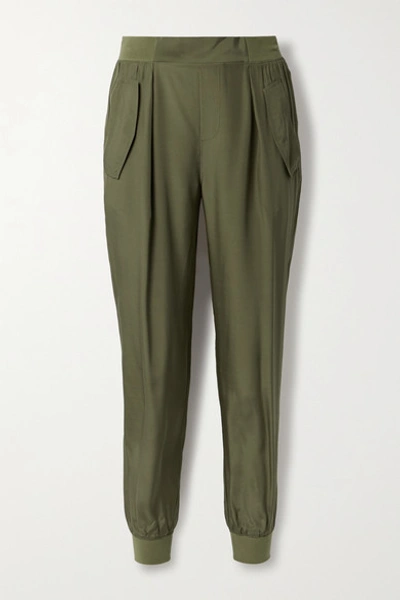 Atm Anthony Thomas Melillo Silk-charmeuse Track Pants In Army