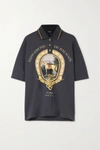 BALMAIN PRINTED COTTON-PIQUÉ POLO SHIRT