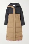 GANNI CONVERTIBLE colour-BLOCK QUILTED PADDED SHELL COAT