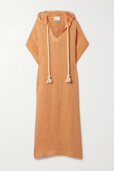 Lisa Marie Fernandez + Net Sustain Hooded Linen-blend Gauze Kaftan In Orange