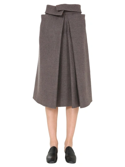 Lemaire High-waisted Wool Skirt In Grey