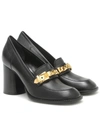 GUCCI SYLVIE CHAIN-TRIMMED LEATHER PUMPS,P00488664