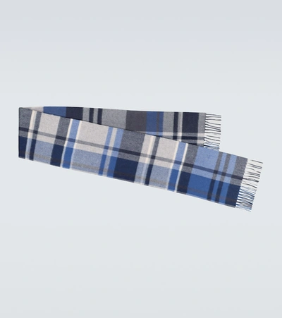 Loro Piana Large Royal College Checked Scarf In Blue