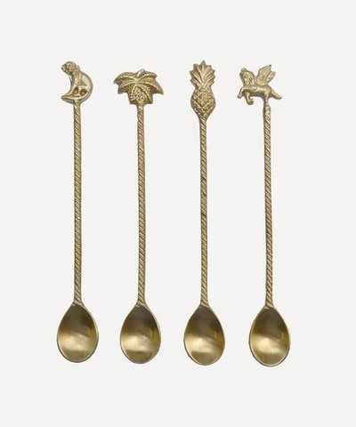 Doing Goods Lola Latte Spoons Set Of Four In Brass