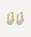 ASTLEY CLARKE GOLD PLATED VERMEIL SILVER BIOGRAPHY TURQUOISE AND WHITE SAPPHIRE DROPLET HOOP EARRINGS,000702370