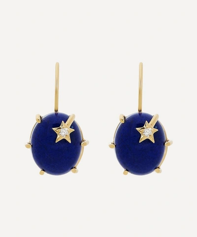 Andrea Fohrman Gold Mini Galaxy Lapis Lazuli Diamond Star Earrings