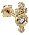 Maria Tash 18ct Four Diamond Trinity Single Threaded Stud Earring In Gold