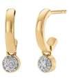 Monica Vinader Gold Plated Vermeil Silver Fiji Tiny Diamond Button Huggie Hoop Earrings In Gold