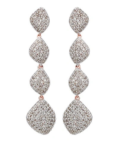 Monica Vinader Rose Gold Plated Vermeil Silver Nura Teardrop Long Diamond Cocktail Earrings In Rose Gold Vermeil