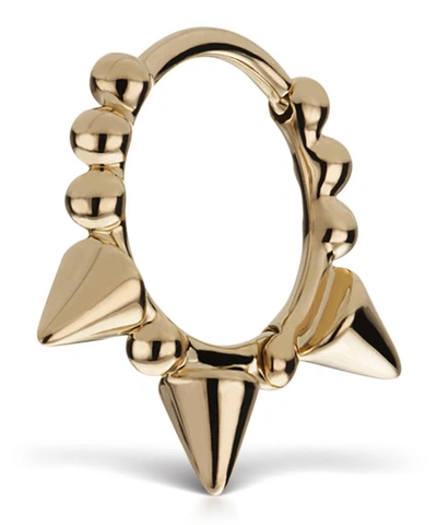 Maria Tash 8mm Triple Spike Granulated Hoop Earring In Gold