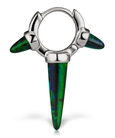 Maria Tash 6.5mm Triple Long Black Opal Spike Hoop Earring In White Gold