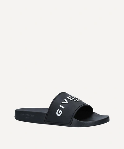 Givenchy Logo Rubber Sliders In Black