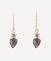 ACANTHUS GOLD DIAMOND AND LABRADORITE PUFFY HEART DROP EARRINGS,000702296