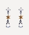 ACANTHUS OXIDISED SILVER AND GOLD MOONSTONE STAR DROP EARRINGS,000702299