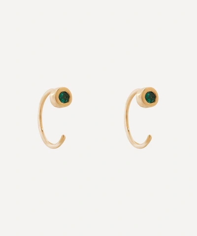 Melissa Joy Manning Gold Emerald Hug Hoop Earrings