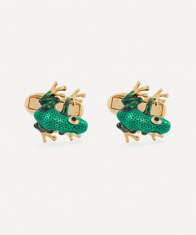 Paul Smith Enamel Frog Cufflinks In Green