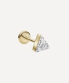 Maria Tash 18ct 4mm Invisible Set Triangle Diamond Single Threaded Stud Earring In Gold