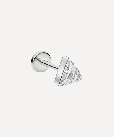 Maria Tash 4mm Invisible Set Triangle Diamond Threaded Stud Earring In White Gold