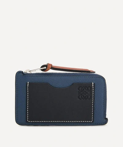 Loewe Leather Coin Card Holder In Indigo Dye