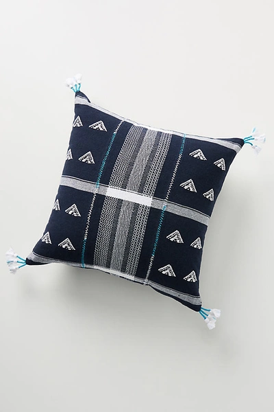 Anthropologie Embroidered Jodi Pillow In Blue