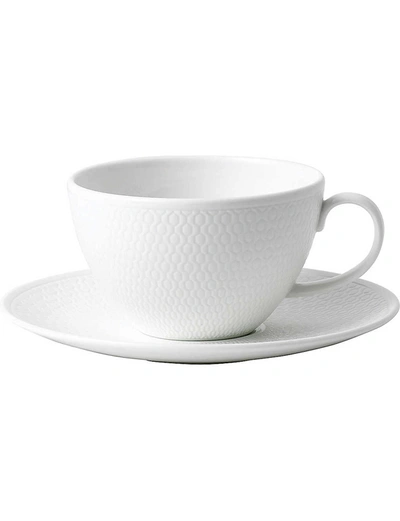 Wedgwood Gio Fine Bone China Tea Cup And Saucer In White
