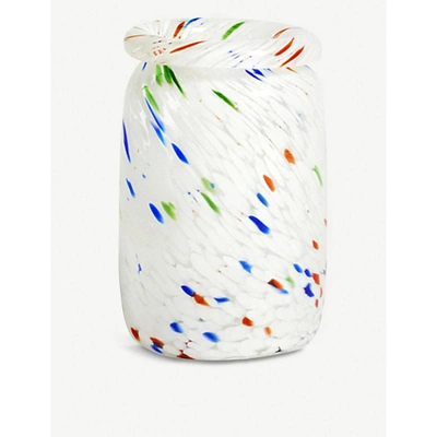 Hay Splash Swirl-pattern Glass Vase 22.2cm In White